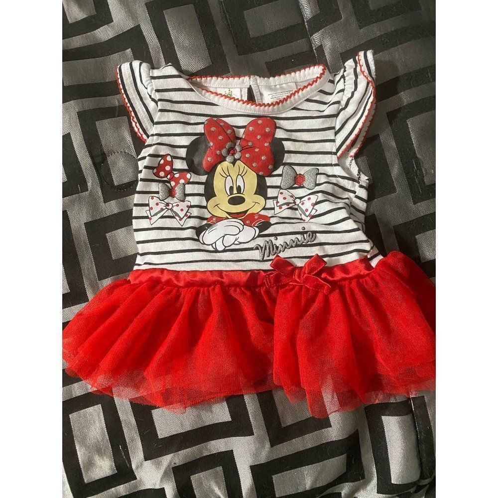 Disney Minnie red striped dress with tutu t-shirt